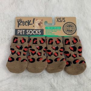 Dogs Rock! Leopard Print Pet Socks Size XS/S NWT